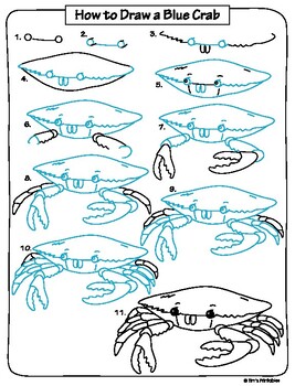 Step by step to draw a Crab. Drawing tutorial a Crab. Drawing