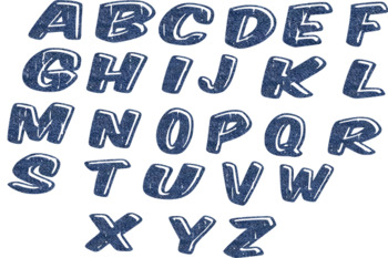 Preview of Blue Denim Effect Alphabets A-Z