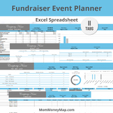 Blue Fundraiser Event Planner Excel Spreadsheet