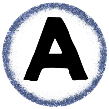 Preview of Blue Glitter Circle Alphabet Labels