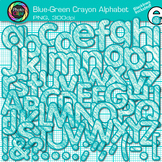 Blue-Green Alphabet Letter Clipart Images: Crayon Effect C
