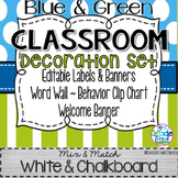 Blue & Green Classroom Decoration Set: Mix & Match Chalkbo