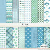 Blue & Green Digital Paper - "Ella"