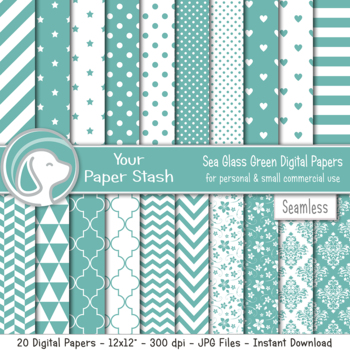 Seamless spring green pattern and white polka dots