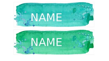 Preview of Blue Paint Labels Name Plates Classroom Organization Editable
