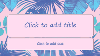 Blue Palm Fronds on Pink Bkg Elegant PPT PowerPoint Template Professional  Unique