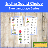 Blue: Phonetic Ending Sound Choice Cards - Montessori Phonics