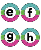 Blue Pink Green Chevron Lower Case Alphabet Signs and Roun