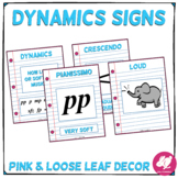 Blue, Pink, & Loose Leaf Music Classroom Decor: Dynamics