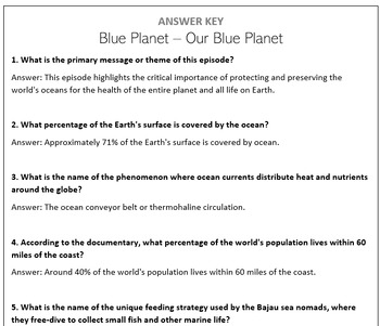Preview of Blue Planet Seasons 1 and 2 COMPLETE question sets