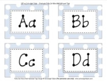 Word Wall Blue Polka Dot Alphabet Tags Classroom Decor by Schoolgirl Style