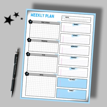 Preview of Elegant Daily Schdule Printable Weekly Planner Template Students and Teachers