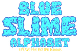 Blue Slime Alphabet Letters Numbers Cartoon Font Lettering
