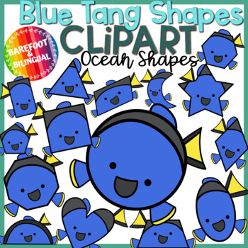 Preview of Blue Tang Fish 2D Shapes Clipart - Ocean Clipart