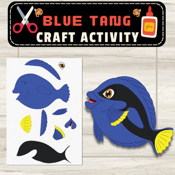 Preview of Blue Tang Fish Craft Cut & Paste Activity: Ocean Animal Summer Craft Activities