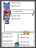 Blue Teacher Cat Editable Newsletter