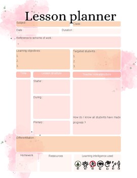 Preview of Lesson Plan Templates Editable - Pink Digital Resources