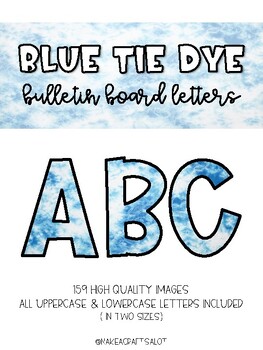 Preview of Blue Tie Dye Bulletin Board Letters (Classroom Decor)