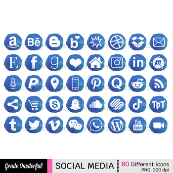 Preview of Blue Watercolor Social Media Icons