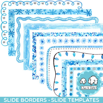 Preview of Winter SLIDE Border Clipart - January Snowflake Google Slides Templates