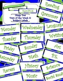 Blue Zingy Dot Days of Week and Subject Classroom Display