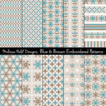 Preview of Blue and Brown Embroidered Patterns