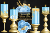 Blue and Gold Candles Clipart