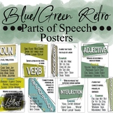 Blue and Green Retro Parts of Speech Posters | Vintage Gra