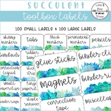 Blue and Green Succulent Teacher Organizer Supply Labels (