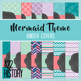 Blue and Purple Mermaid Theme Editable Binder Covers and Spines