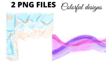 Preview of Blue green pink watercolor abstract png clipart