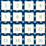 Blue polka dot calendar numbers