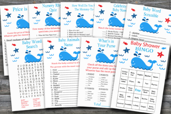 Whats In Your Phone Game - Blue Swash Printable Baby Shower Games