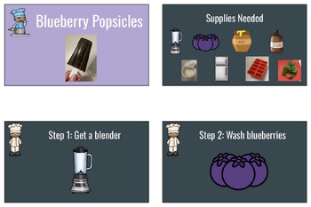 Preview of Blueberry Popsicles (Special Education Visual Recipes, Sequencing)