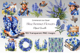 Bluebonnet Flower Watercolor Clipart Bundle