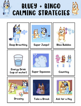 Preview of Bluey + Bingo Calming Strategy Chart