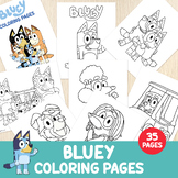 Bluey Coloring Pages BUNDLE, Blue Dog Coloring, Bluey Birt
