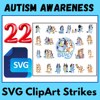 Preview of Bluey SVG  World Autism Awareness Day Craft Art SVG ClipArt