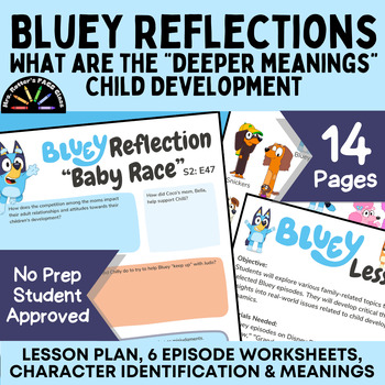 Preview of Bluey's Family Lesson Pack - Reflection for 6 Episodes - Student Approved