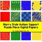 Blurry Style Autism Awareness & Support Puzzle Piece Digit