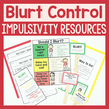 Preview of Blurting Out - Chart And Activities To Help With Impulsivity And Self Control
