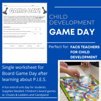 Preview of Board Game Day - Child Development - FACS Class