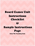 Board Game Project Instructions Checklist and Sample