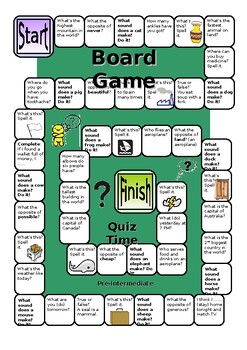 Board Game - Quiz Time (Pre-intermediate)