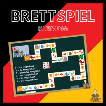 Preview of German clothes board game for learning German A1/A2 for kids