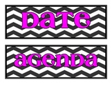 Board Labels- Chevron with Pink Font