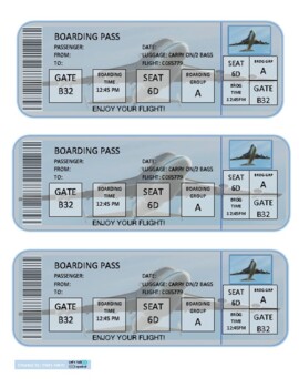 Preview of Boarding Pass Template - Let's Travel!