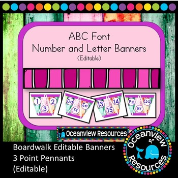 Preview of Boardwalk Bunting - ABC Font (Editable) Triangle Banners