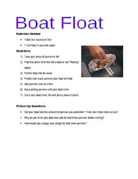 Preview of Boat Float - Individual Forces Lab