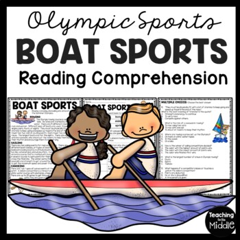 Preview of Boat Sports Reading Comprehension Worksheet Olympics Canoeing Sailing Rowing